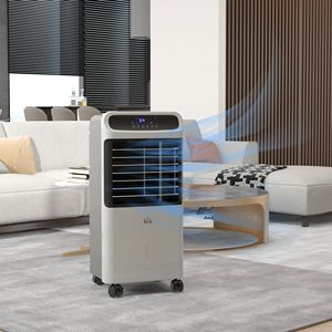 Ventilatore Raffreddatore d'Aria Evaporativo 3-in-1 Portatile con Oscillazione, Funzione Ghiaccio e Telecomando, Timer Integrato per Casa, Ufficio o Camera da Letto, Colore Grigio - Product Image 2