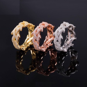 ZAWO HOUSE Luxury 18K Gold Plated Spiked Design VVS1 Mossanite Pave Setting <b>Ring</b> <b>925</b> Sterling <b>Silver</b> Hip Hop Cuban Style Unisex - Product Image 1