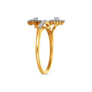 Yellow Gold Lab Grown Diamond Floral Ring 0.20ctw <b>Stones</b> Womens Luxury Jewelry 14K Gold Band Wedding Party Anniversary Gift - Product Image 4