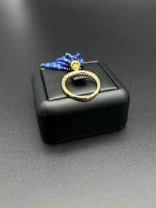 Bague ajustable dorée en lapis-lazuli naturel, argent sterling 925 plaqué or 14 carats, bijoux en pierres précieuses faits à la main - Product Image 5