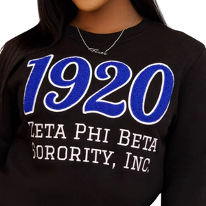 เสื้อสเวตเชิ้ตคอกลมผู้หญิง Zeta Phi Beta สีน้ำเงิน ผ้าฝ้ายถัก แขนยาว พิมพ์ลายตัวอักษรด้านหน้า ดีไซน์สำหรับฤดูใบไม้ร่วงและฤดูหนาว - Product Image 4