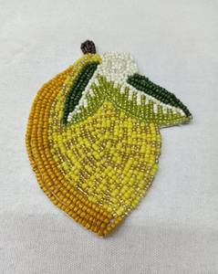 Plateaux à cocktails en tissu faits main avec des perles en forme de feuilles de citron, accessoires de bar réutilisables, écologiques, lavables, design original de luxe, jaune - Product Image 2