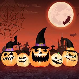 Decorazione gonfiabile da esterno per Halloween a forma di famiglia di zucche di 2,4 metri, impermeabile e illuminata a LED - Product Image 2