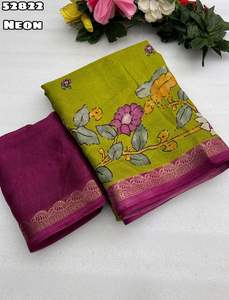 Nouveau sari en soie Dola élégant pour femmes avec bordure en tissage jacquard pour les occasions de fête - Product Image 3