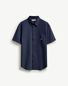 Camisa Casual de Manga Corta para Hombre, Transpirable, Estampada, con Cuello Abotonado, Ajustada, 100% Algodón Tejido, Estilo Vietnamita para Otoño - Product Image 1