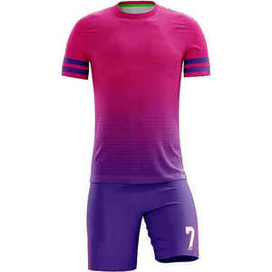 Custom Sublimated Men Soccer Uniform Set Gradient <b>Pink</b> Purple Short Sleeve Moisture Wicking Athletic Fit Adult Size - Product Image 1