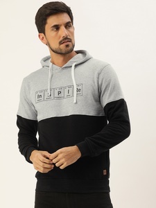 Sudadera con Capucha para Hombre, Diseño Color Block, Corte Regular, Informal, Tejido de Punto, Algodón y Poliéster, Estampado Frontal, Ropa de Otoño - Product Image 1