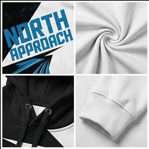 North Approach Men's <b>Zip</b>-<b>Up</b> Hoodie Black <b>White</b> Blue Print Casual Hooded Sweatshirt Regular Fit Polyester Knitted Autumn Wear - Product Image 4