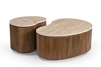 Ensemble de table basse en marbre travertin de haute qualité