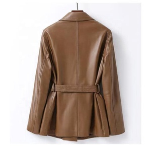 Manteau long en cuir véritable pour femme Champ King - Product Image 3