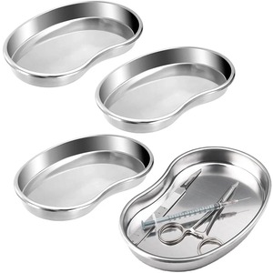 1 unidad de bandeja de acero inoxidable para tatuajes, almacenamiento de cosméticos, tarro, contenedor, botella, pinzas, bandeja médica, quirúrgica, dental - Product Image 1