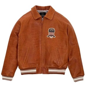 Chaqueta de Cuero Avirex para Hombre, Edición Especial, Chaqueta Bomber de Cuero con Cuello Alto, Chaqueta Avirex de Cuero para Hombre, Alta Venta - Product Image 1