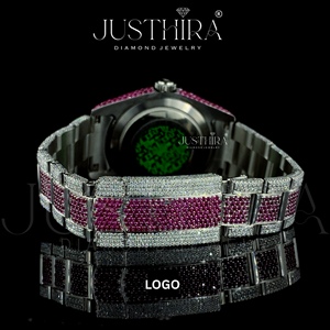 Reloj de Marca con Incrustaciones de Diamantes Moissanite, Estilo Hiphop, Esfera Rosa con Diamantes Rosas, Ideal para Regalo de Compromiso, Boda o Aniversario - Product Image 2