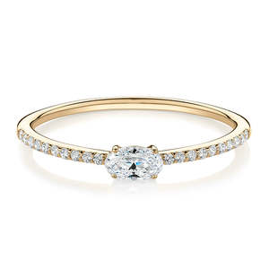 Anillo de Compromiso con Diamante Ovalado de 0.31 CT Cultivado en Laboratorio, Banda Pavé, Oro Blanco de 14K, Certificado IGI, Anillo de Promesa Delgado y Minimalista, Regalo para Ella - Product Image 4