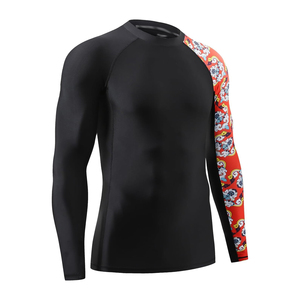 <b>Mens</b> Full Sleeve Rash Guard Black With Red Dragon Print Quick Dry <b>Compression</b> <b>Shirt</b> Adult Size - Product Image 3