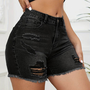 Shorts en jean tendance de qualité supérieure pour femme, taille haute, coupe droite, style streetwear, avec boutons, pour la plage, marque privée OEM ODM - Product Image 3