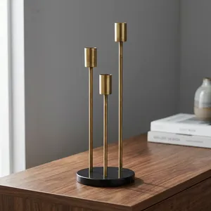 Metal and Marble <b>Nesting</b> <b>Candle</b> Holder Minimalist Decorative Taper Candlestick Holders for Dining Table Home Decor - Product Image 4