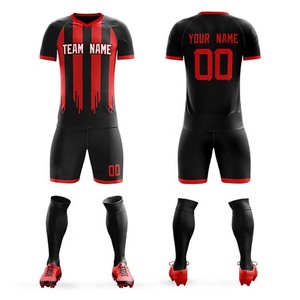 Maillot de football personnalisable, ensemble complet, col en V, manches courtes, nom du joueur, anti-UV, respirant, séchage rapide, maille polyester, football pour hommes - Product Image 2