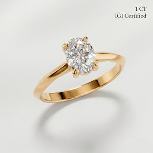 Bague de fiançailles solitaire en diamant de laboratoire ovale certifié IGI 1 carat, or massif 9K plaqué rhodium, cadeau de luxe OEM ODM - Product Image 1