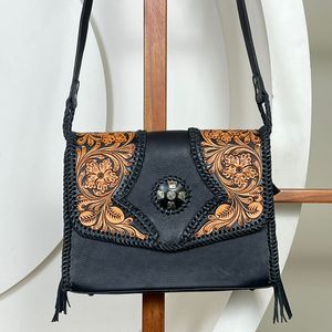 2025 Manufacturers Custom Hand Tooled Cow Leather Luxury Design High Quality Female Bag Vintage Style Shoulder Purse for Women's - Product Image 4