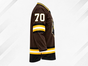 Ensemble de maillot de hockey sur glace personnalisé sublimé marron, uniforme de hockey sur glace respirant et robuste, numéro d'équipe personnalisé 70, entraînement et match - Product Image 3
