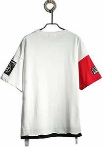 T-shirt blanc à manches courtes et col rond pour homme avec imprimé de dessin animé, taille plus, style streetwear, jersey en coton tricoté - Product Image 2