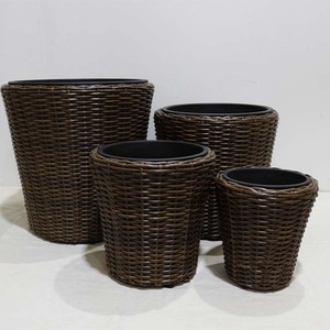 Nouveau design très demandé : Ensemble de 4 pots de fleurs coniques en fer avec doublure amovible en PVC, légers, grands, écologiques, pour la décoration de patio et de jardin - Product Image 5