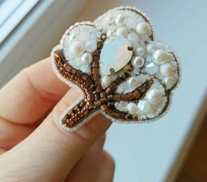 Artistic Handcrafted Embroidered Beaded Brooch <b>Pin</b> for Unisex Wedding and Everyday Fashion - Product Image 3