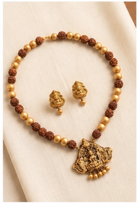 Ensemble de collier en acier inoxydable plaqué or avec pendentif religieux et boucles d'oreilles marron, cadeaux pour femmes - Product Image 3