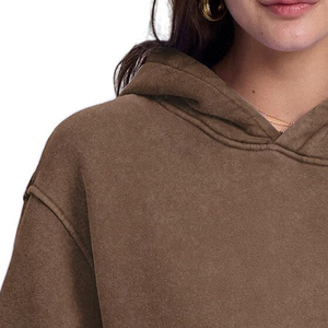 Sudadera con Capucha para Mujer, Lavado Ácido, Material de Algodón, Interior de Felpa Suave, Capucha Ajustable, Bolsillo Canguro, Corte Holgado, Estilo Casual Urbano - Product Image 6