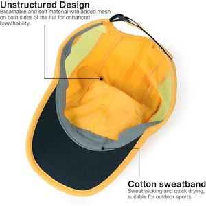 Casquette de baseball unisexe jaune réglable à 6 panneaux, maille respirante, style sportif extérieur, adulte, printemps-été - Product Image 4