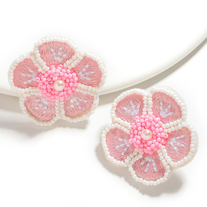 Wholesale Summer Elegant Bohemian Handmade Beaded Women's Pink Rice Beads <b>Sweet</b> <b>Flowers</b> Women's BY MULTI CRAFT - Product Image 3