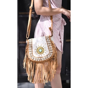 LW Handmade Brown Leather Saddle Bag <b>Unique</b> Leopard Cow Print Western Fringe Purse with Single Strap Vintage Dress Lady Style - Product Image 3