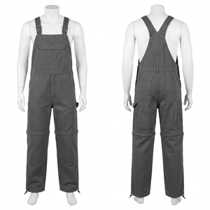 Premium 280 GSM Cotton Polyester Twill <b>Men</b> Work Bib Pant Gray Reinforced Panel Utility <b>Overall</b> Custom Embroidery Logo - Product Image 1