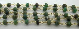 Natural Chrysoprase Rondelle Geometric Faceted Beaded 3-4mm <b>Rosary</b> Chain - Product Image 2
