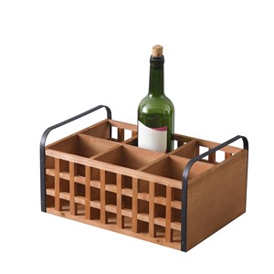 Porte-crate à vin rustique en bois de manguier, 6 bouteilles, artisanal, vente en gros - Product Image 5