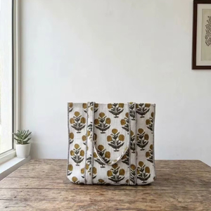 Printed Quilted Cotton <b>Tote</b> Bag Handmade Eco Friendly Reusable Grocery Bag Soft Aesthetic Everyday Carry <b>Tote</b> - Product Image 1