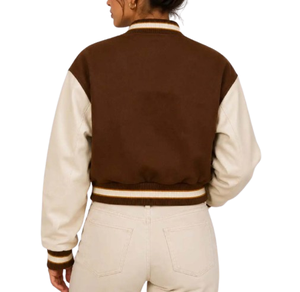 Best Selling Womens Cropped <b>Varsity</b> <b>Jacket</b> Custom Color Button Up Baseball Casual College Fashion Street Wear <b>Jacket</b> - Product Image 2