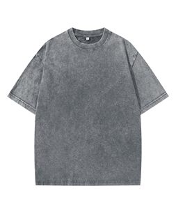 Camiseta de corte holgado y pesado con efecto lavado, disponible en estilo liso teñido, transpirable, de jersey, con hombros caídos. - Product Image 1