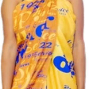 Women Yellow Blue Printed <b>Beach</b> Sarong Lightweight <b>Wrap</b> Cover Up Soft Summer Pareo Scarf Multiway Vacation Resort Wear Custom - Product Image 3