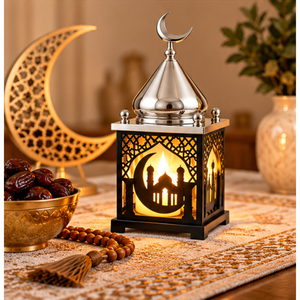 Farol Decorativo Moderno de Metal para Ramadán, Adornos con Cúpula de Mezquita Cortada con Láser, Lámpara Decorativa de Mesa Eid Mubarak para Decoración del Hogar Islámico - Product Image 4