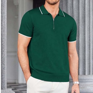 Camiseta de Manga Larga Verde para Hombre con Cierre Frontal y Logotipo, Informal, de Punto, Poliéster, Color Sólido, Transpirable, Corte Regular, 180g - Product Image 3
