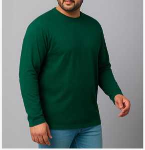 Men's Green Long Sleeve <b>T</b>-<b>Shirt</b> O-Neck Solid Regular Fit Casual - Product Image 1