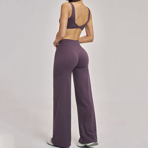 Women <b>Brushed</b> Solid Yoga Shorts Set Breathable Lightweight Fitness Activewear with Elastic Waist Wide Leg Design - Product Image 3
