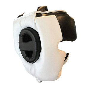Protège-tête de boxe en cuir PU noir et blanc, équipement de protection pour adultes unisexe, fermeture à boucle, utilisation universelle - Product Image 6