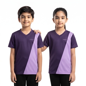 Camiseta de Cuello en V con Diseño de Paneles para Niños, Unisex, Personalizada, de Dos Colores, Informal, de Manga Corta, Ropa Infantil - Product Image 3