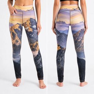 Pantalones Deportivos Sublimados con Diseño de Paisaje Montañoso Golden Hour, Protección UV, Leggings para Mujer para Correr al Aire Libre - Product Image 1