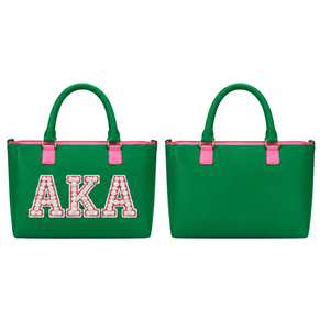 Green Pink <b>Women</b> Shoulder Handbag Greek Letter Inspired Fashion Tote Bag <b>Large</b> Capacity Shopper <b>Purse</b> for Travel and Work - Product Image 1