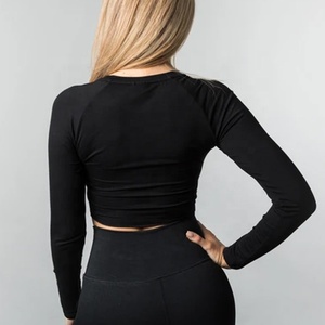 T-Shirts haut court pour femmes de haute qualité à la mode vêtements de sport hauts saison d'été marque T-Shirts manches longues dames chemises décontracté - Product Image 2