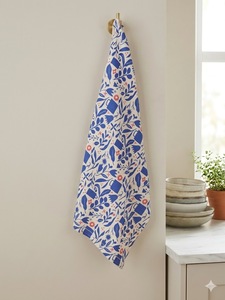 Blue & White Floral Printed Kitchen Tea <b>Towel</b>, Botanical <b>Pattern</b> Dish <b>Towel</b> | Cotton linen Kitchen <b>Hand</b> <b>Towel</b>. - Product Image 5